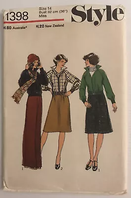 Buy Style 1398 Vintage 70s Sewing Pattern Skirt Pants Bomber Jacket Size: 14 • 10.11£