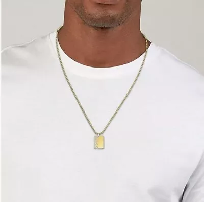 Buy BOSS Jewelry Men's ID Collection Pendant With Box Chain Yellow Gold IP - 1580303 • 55£