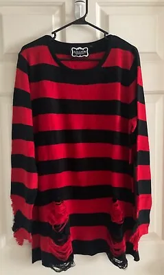Buy KILLSTAR Freddy Krueger Gothic Punk Striped Oversized Knit Sweater (BRAND NEW) • 42.52£