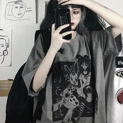 Buy Girl Harajuku Kawaii T-shirt Gothic Punk Japanese Streetwear Anime Loose Top UK • 17.99£