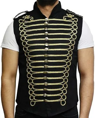 Buy Mens Military Hussar Drummer Festival Sleeveless Parade Jacket Vest Waistcoat • 34.99£
