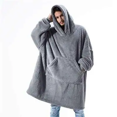 Buy Mens Oversized Hoodie Blanket Big Hooded Sweatshirt Fleece Hoody Sherpa Unisex • 7.99£