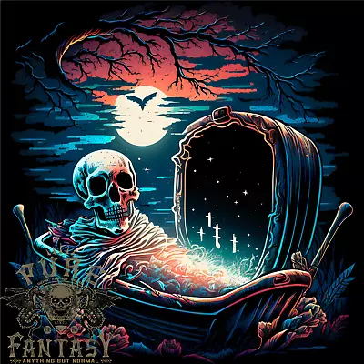 Buy A Coffin And Skeleton In A Graveyard Halloween Mens Cotton T-Shirt Tee Top • 10.98£