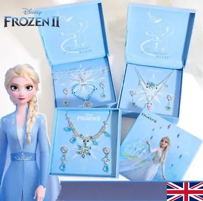 Buy NEW Disney Frozen Elsa Necklace Bracelet Earring Gift Set Jewelry Accessories UK • 12.88£