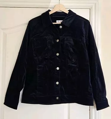 Buy Denim & Co. Velveteen Button Front Denim Style Jacket, Navy, New, Sz UK 2XL  • 20£
