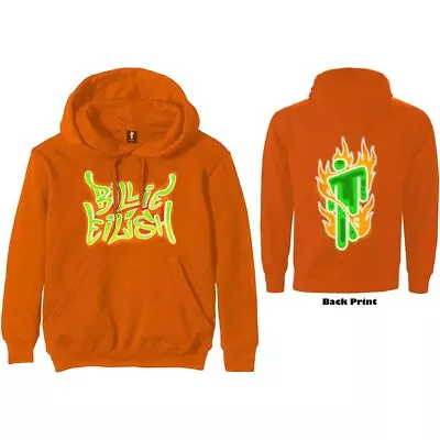 Buy Billie Eilish Airbrush Flames Orange Official Hoodie Hooded Top • 32.99£