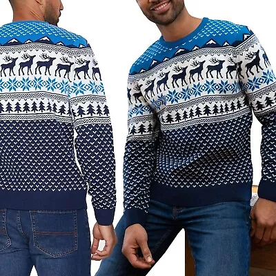 Buy Mens Christmas Jumpers Xmas Festive Knitted Knitwear Sweater Reindeer Fairisle • 14.95£