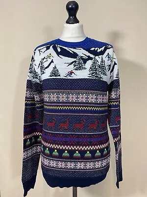 Buy Retro Ski Light Up Festive Jumper Christmas Sweater Mens Size S • 22.49£