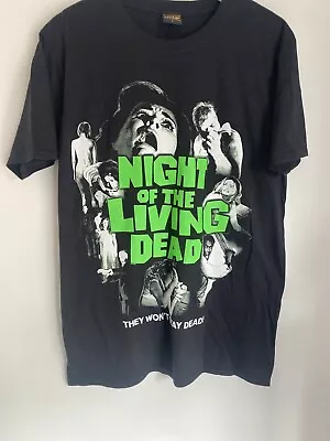 Buy Mens T-Shirt Night Of The Living Dead Zombie B-Movie Horror Romero Black Size L • 14.99£