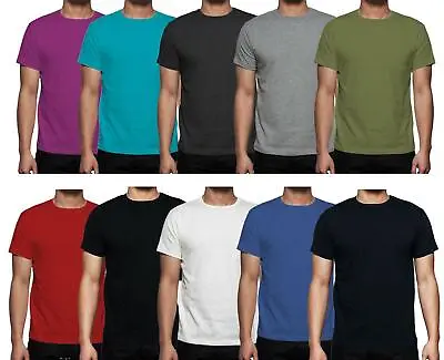 Buy New Men's Plain Coloured Cotton T-Shirt Short Sleeve SUMMER  SPECIAL OFFER • 4.99£