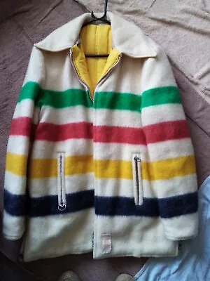 Buy 60s Vintage Original Rare Hudsons Bay Canada Wool Blanket Coat Jacket 22  Medium • 299£