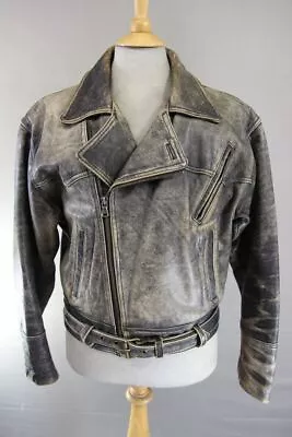 Buy Vintage 70's Punk Rock Style Retro Distressed Brown Leather Biker Jacket 40 In/m • 59£