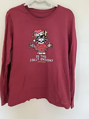 Buy Life Is Good Is This Jolly Enough Cat Shirt Size Large  • 22.38£