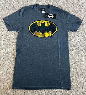 Buy Batman T-shirt Mens Size Small/Medium In Grey Licensed Product BNWT Batman Logo • 9.95£