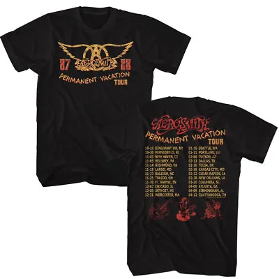 Buy Aerosmith Permanent Vacation Tour Dates 87-88 Men's T Shirt Rock Band Merch • 44.21£