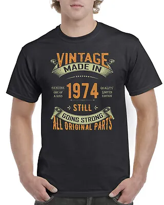 Buy Mens 50th Birthday Gifts For Him T Shirt 50th Present 50 Years Old Born In 1974 • 12.99£