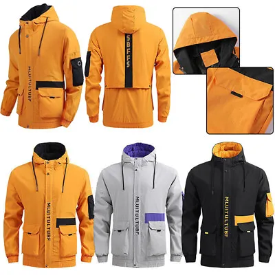 Buy UK Men Waterproof Rain Jacket Hooded Coat Outwear Lightweight Windbreaker Hoodie • 13.73£