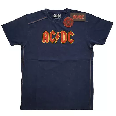 Buy Ac/dc Mens Unisex Snow Wash Navy Blue New T-shirt Tee: Logo • 11.99£