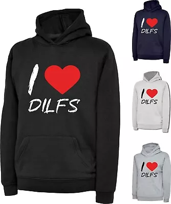 Buy I Love DILFS I Heart DILFS Funny Meme Hoodie Hot Older Man Valentines Day Top • 22.99£