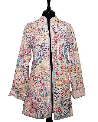 Buy Women's Indian Cotton Long Paisley Jacket - Washed Beige - XS - XXL • 28£