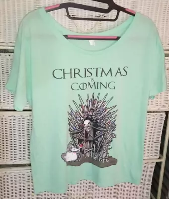 Buy Jack Skellington Game Of Thrones Christmas Is Coming Green T-Shirt Size M • 15.42£