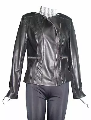 Buy Women Light Leather Collarless Motorcycle Jacket 4069 • 66.12£