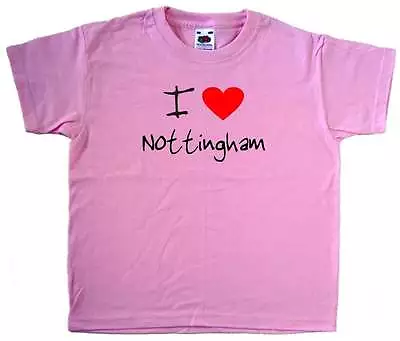 Buy I Love Heart Nottingham Pink Kids T-Shirt • 6.99£