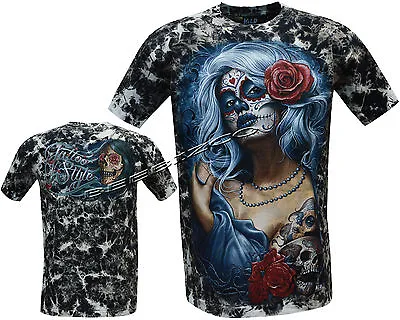 Buy New Gothic Angel Biker Tattoo Goth Glow In Dark Tattoo Tye Dye T- Shirt M - XXL • 13.95£