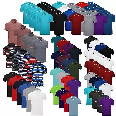 Buy  Pack Of 6 & 4 Mens Tipping Polo Shirt Short Sleeve Plain Pique Top T-Shirt Tee • 19.99£