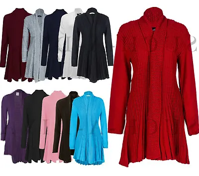 Buy Ladies Women Waterfall Boyfriend Knitted Cardigan Jumper Jacket Cape Coat UK8-26 • 11.75£
