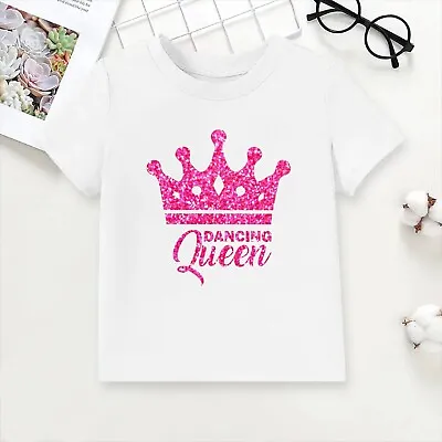 Buy Dancing Queen Crown Pink Glitter T-Shirt Dance Lover Salsa Adult Kids Tee Top • 10.99£