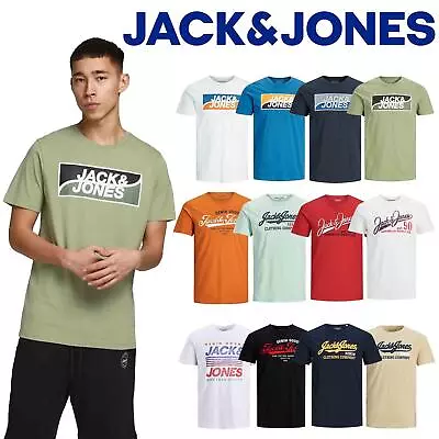 Buy Jack And Jones Men's Slim Fit T-shirt Logo Printed Short Sleeve Cotton Crew Neck • 11.99£