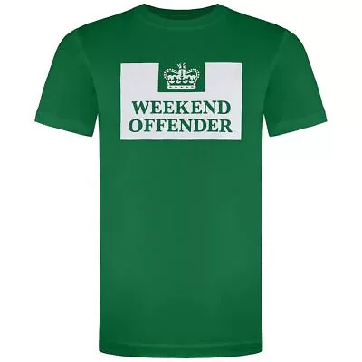 Buy Weekend Offender Short Sleeve Crew Neck Mens Green Prison T-Shirt TSAW2204 VERT • 17.99£