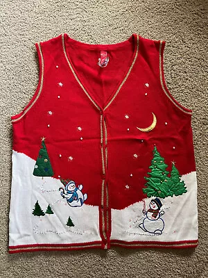 Buy Vintage Tacky Ugly Christmas Vest** Ladies SzXXL  Snowman • 33.15£