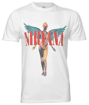 Buy Nirvana T Shirt In Utero Official Angelic Album Logo Grunge Kurt Cobain White • 15.95£