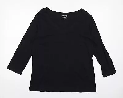 Buy Lands' End Womens Black Cotton Basic T-Shirt Size L Round Neck • 5.50£