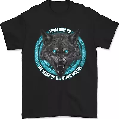 Buy A Wolf On A Tribal Background Mens T-Shirt 100% Cotton • 8.49£