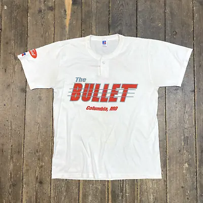 Buy Russell Athletic T-Shirt Mens The Bullet Henley Spellout Tee, White Large • 15£