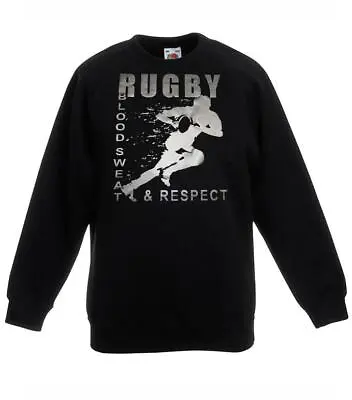 Buy Unisex Black Rugby Blood Sweat And Respect Sports Sweatshirt • 21.95£