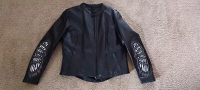 Buy Women's embroider Christian Motorcycle Leather Set Jacket XXL +Vest L NEVER WORN • 136.24£