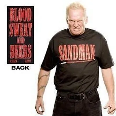 Buy WWE Sandman Blood Sweat And Beers T-Shirt S,M,L,XL Official New • 9.99£