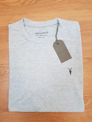 Buy All Saints Mens Crew Neck Cotton Designer Tonic Pale Grey Marl T Shirt Tee • 26.50£