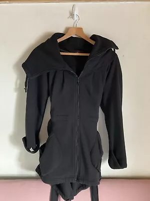 Buy New Look Black Zip Up Jacket Coat With Belt Size 12 Vintage High Neck • 9.99£