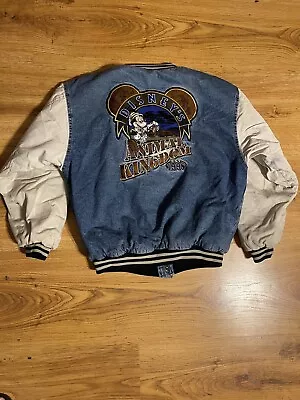 Buy Vintage Disney Animal Kingdom Jacket Adult Medium Blue Denim Mickey Mouse 1998 • 56.83£