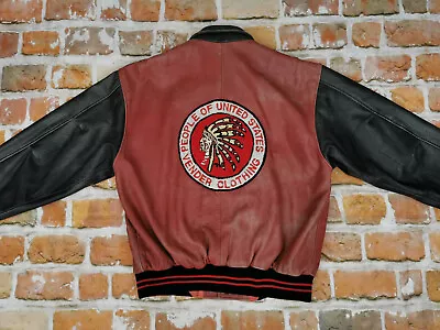 Buy VENDER Clothing Wildlife USA Vintage Leather Jacket Indian Chief Size M Tip Top • 279.72£