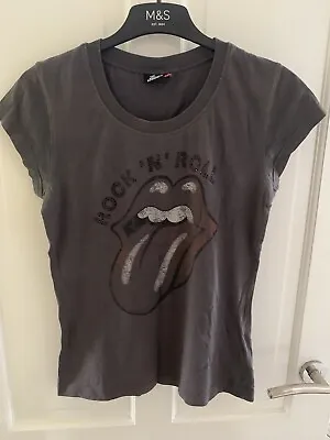 Buy Official THE ROLLING STONES Ladies Girls T-Shirt Distressed Logo Size Medium • 5.99£