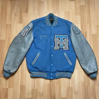 Buy Vintage Timberline Letterman Varsity Jacket Size 48L XL Blue Brill Bros Leather • 49.99£
