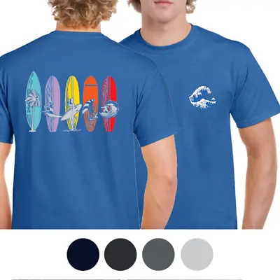 Buy Surfer T-Shirt Wave Surf Graphic Print Double-Sided Unisex Short Sleeve Tee Top • 12.55£