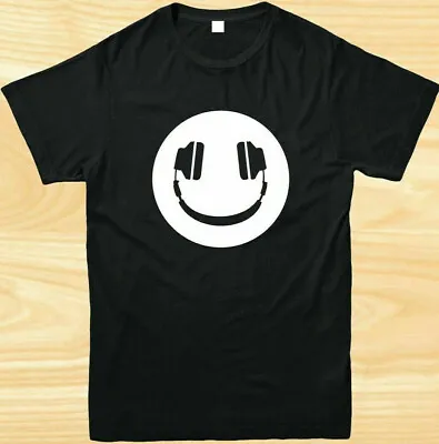 Buy DJ Headphones T-Shirt Printed Shirt Funny Men’s Headphone Smiling Music Tee Top • 10.99£