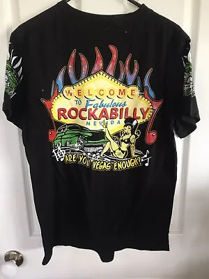 Buy Rockabilly “Welcome To Fabulous Nevada” T Shirt King Pin Clothing  Black Size S • 20.77£